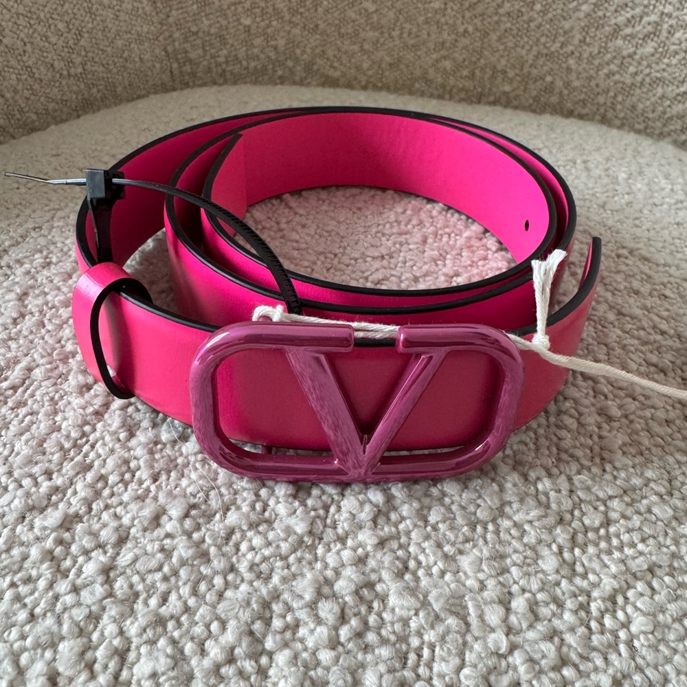 Valentino Vibrant Pink Belt with Signature Buckle